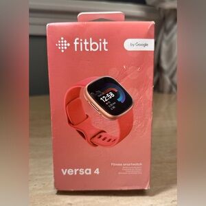 Fitbit Versa 4 Copper Rose Aluminum Case Pink Sand Infinity Band Smartwatch